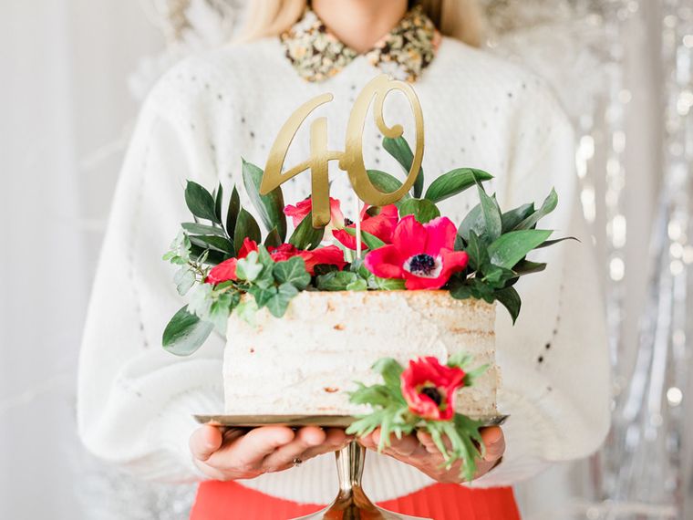 PartyDeco, topper na tort "40", złoty, 20.5 cm, 1 szt.