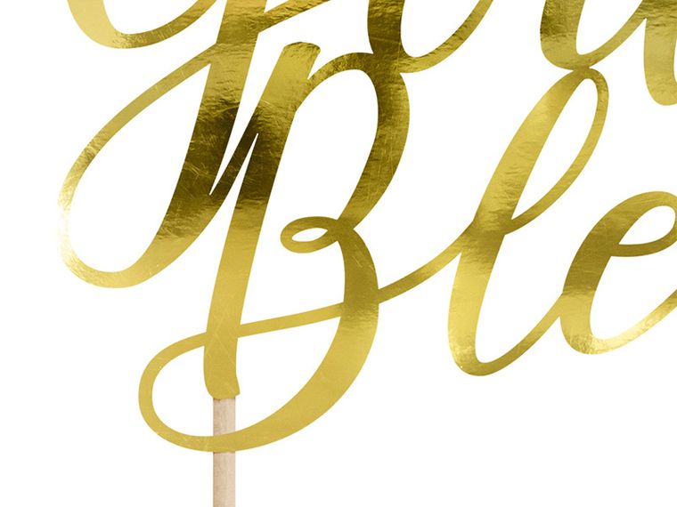 PartyDeco, topper na tort God Bless, złoty, 27,5 cm