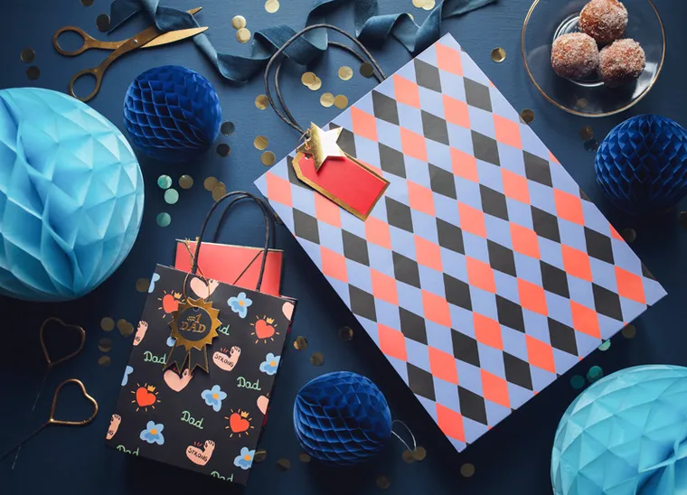 PartyDeco, torebka na prezenty #1 Dad, mix, 8-14-18 cm, 1 szt.