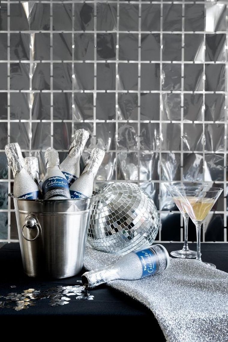 PartyDeco, Tuba z konfetti, Szampan srebrny, 20.5 cm