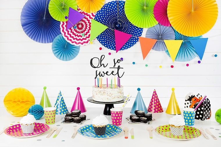 PartyDeco, urodzinowe czapeczki, kropki, mix, 6 szt.