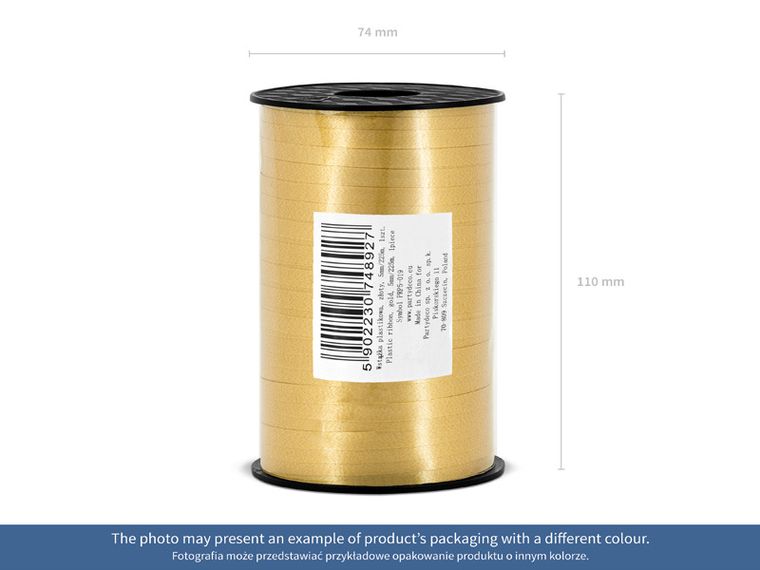 PartyDeco, wstążka ozdobna plastikowa do dekoracji prezentów, biały, 5 mm, 225 m