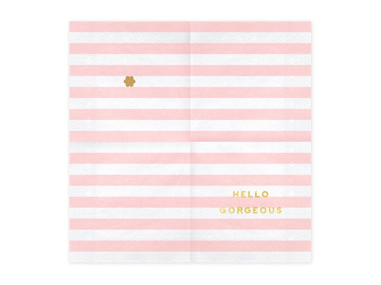 PartyDeco, Yummy, serwetki papierowe urodzinowe, Hello Gorgeous, jasny różowy, 33-33 cm, 20 szt.