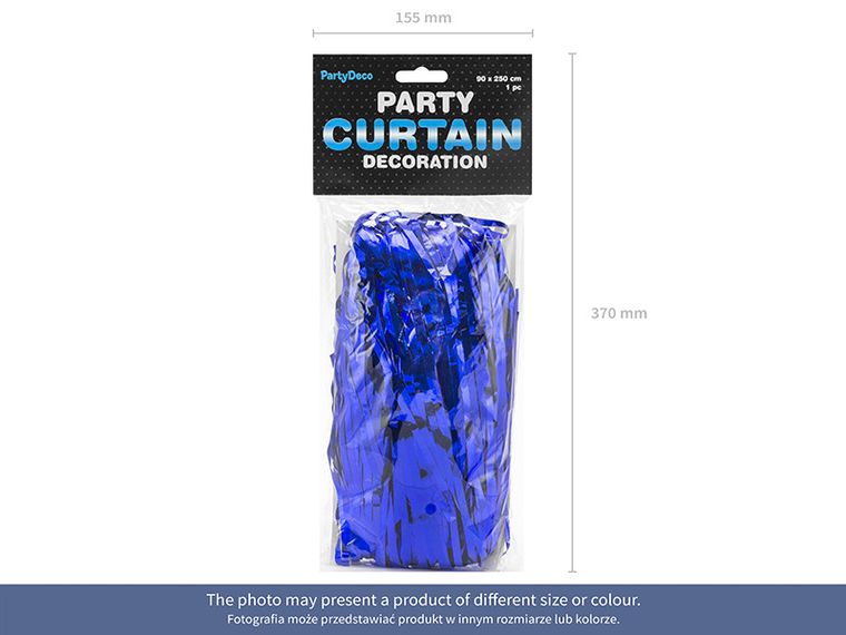 PartyDeco, zasłona dekoracyjna, kurtyna party, niebieska, 90-250 cm