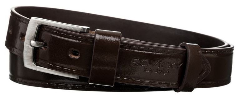 Pasek męski, brązowy, skórzany, Rovicky