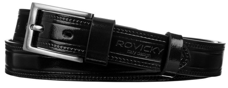 Pasek męski, czarny, skórzany, Rovicky