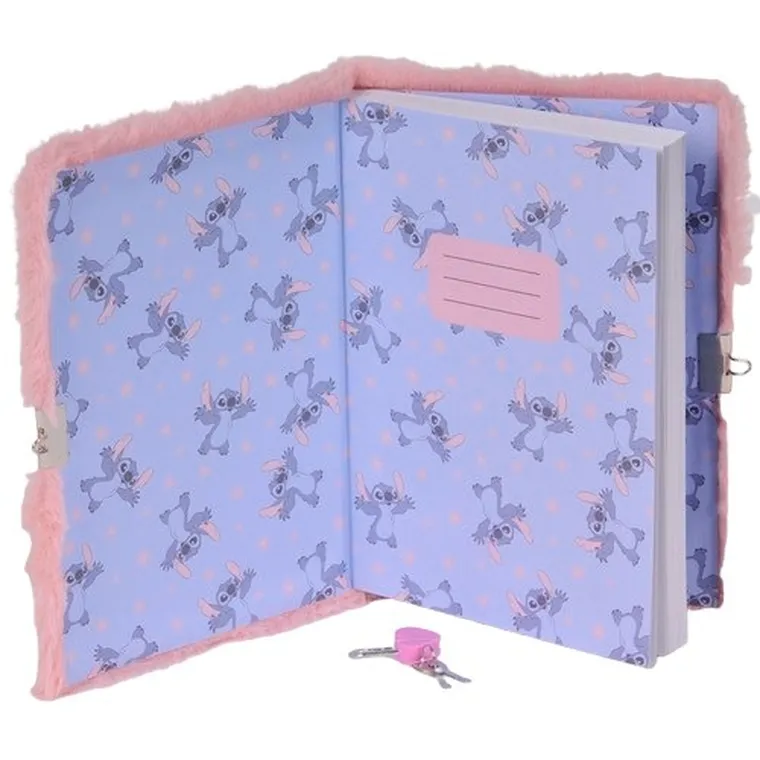 Paso, Lilo i Stitch, pamiętnik z kłódką, pluszowy, A5, 96 kartek, linia, różowy, Flowers