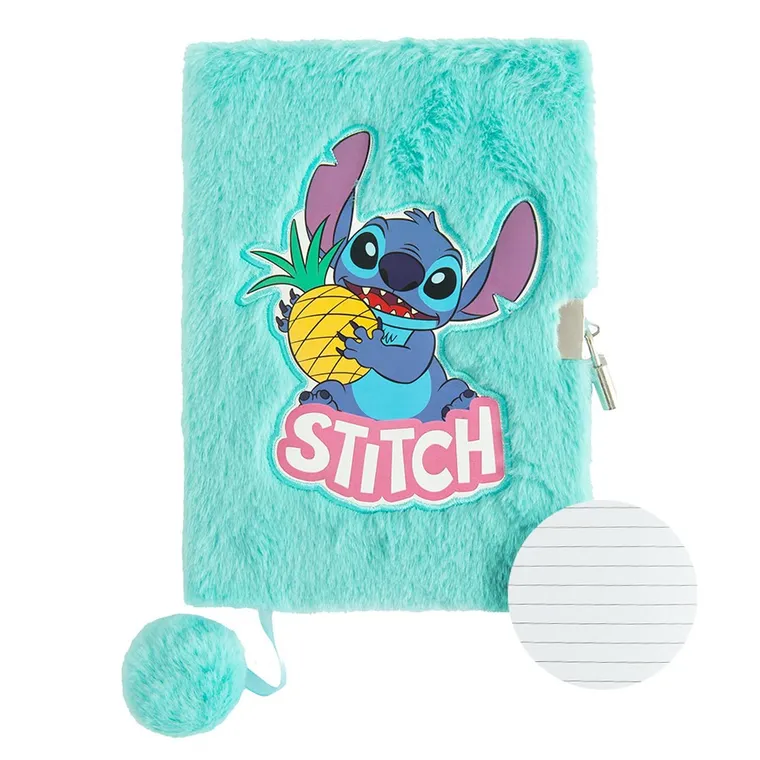 Paso, Lilo i Stitch, pamiętnik z kłódką, pluszowy, A5, 96 kartek, linia, zielony