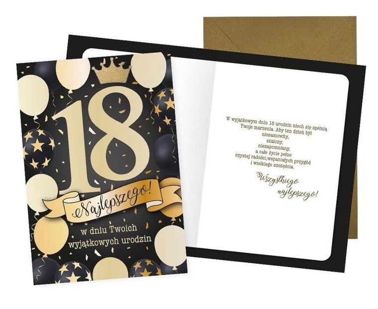 Passion Cards, karnet, Urodziny 18 Cyfry, Osiemnastka, Balony