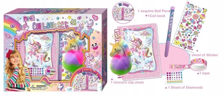 Pecoware, pamiętnik na spirali z breloczkiem, jednorożec