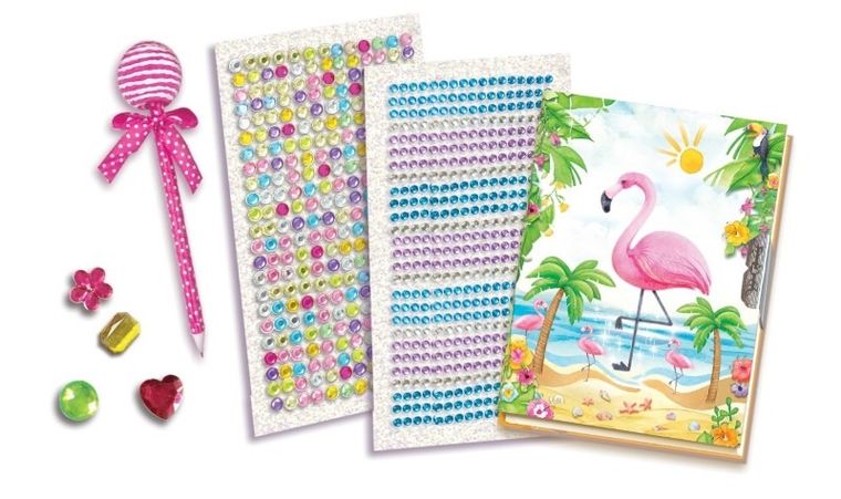 Pecoware, pamiętnik w zestawie do dekorowania z kryształkami, flaming