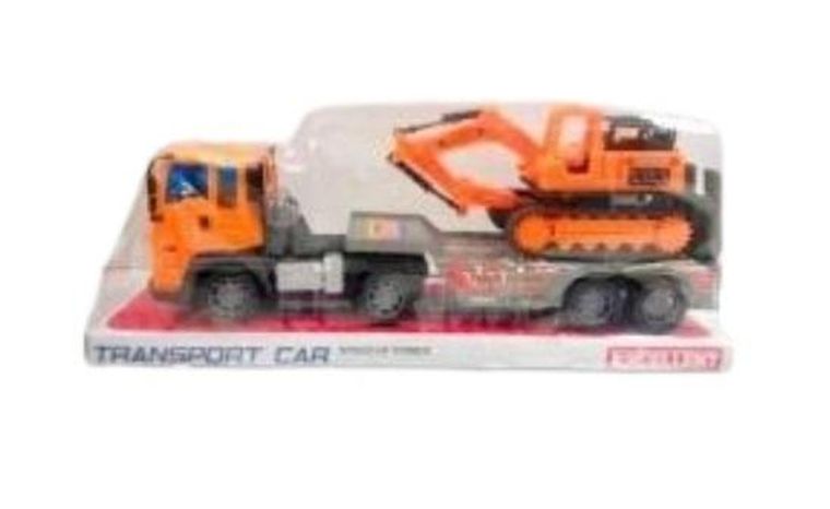 Pegaz Toys, tir laweta z pojazdem budowlanym, pomarańczowa