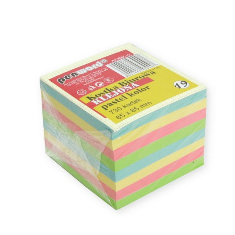 Penword, kostka biurowa klejona, pastelowe kolory, 85-85 mm, 730 szt.