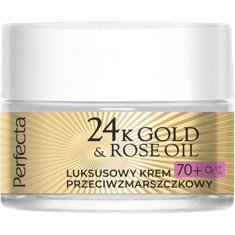Perfecta, 24K Gold & Rose Oil, luksusowy krem przeciwzmarszczkowy na dzień i na noc 70+, 50 ml