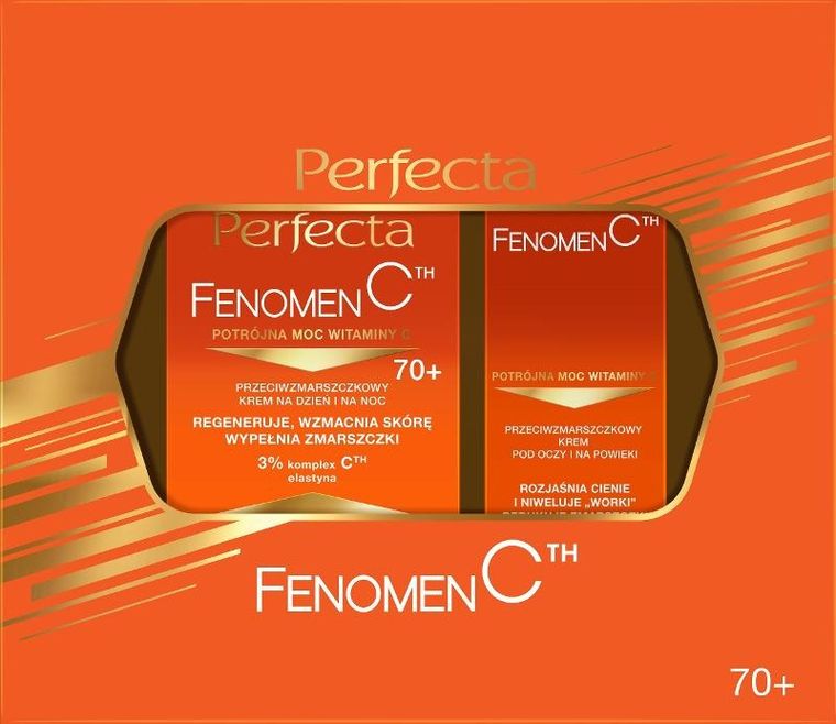 Perfecta, Fenomen C 70+, zestaw prezentowy: krem przeciwzmarszczkowy do twarzy, 50 ml + krem pod oczy, 15 ml