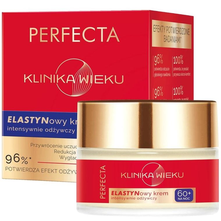 Perfecta, Klinika Wieku, elastynowy krem intensywnie odżywczy na noc 60+, 50 ml