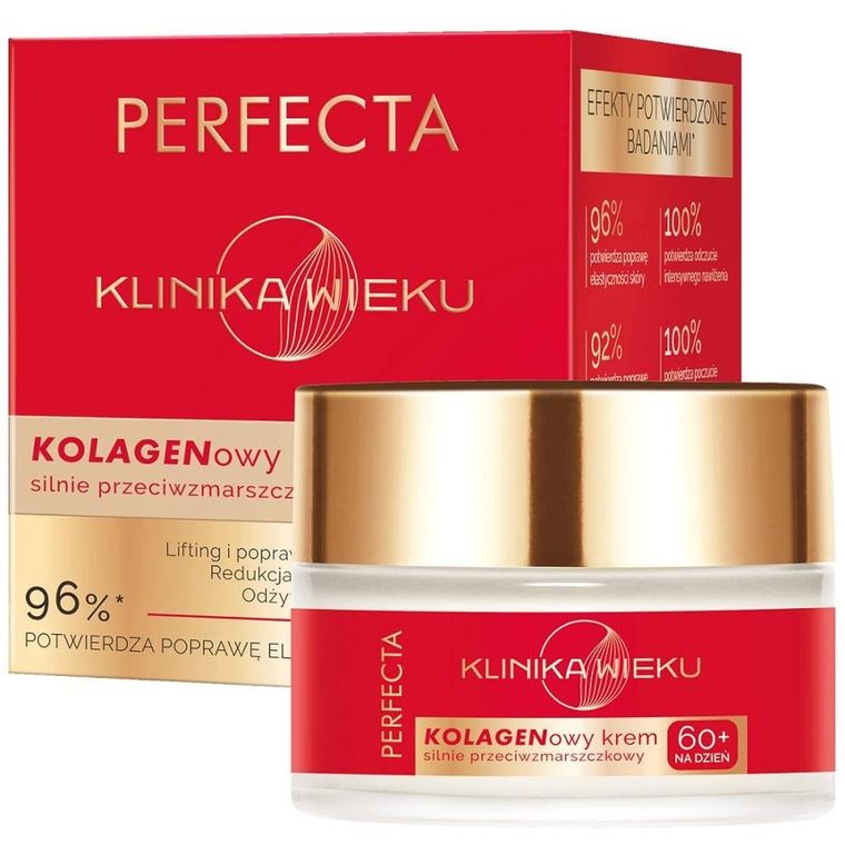 Perfecta, Klinika Wieku, kolagenowy krem silnie przeciwzmarszczkowy na dzień 60+, 50 ml