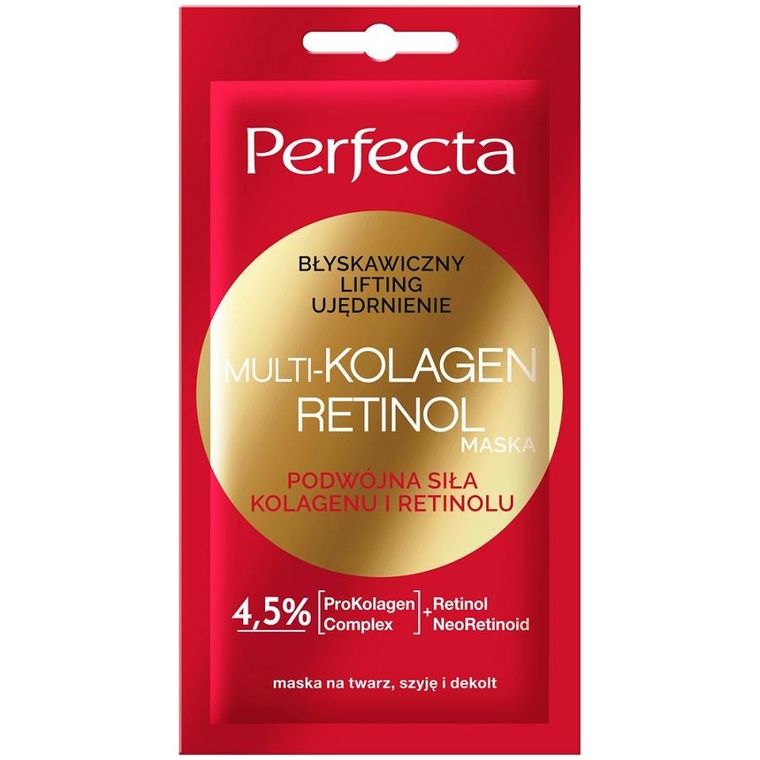 Perfecta, Multi-Kolagen Retinol, maska błyskawicznie liftingująca i ujędrniająca, 8 ml