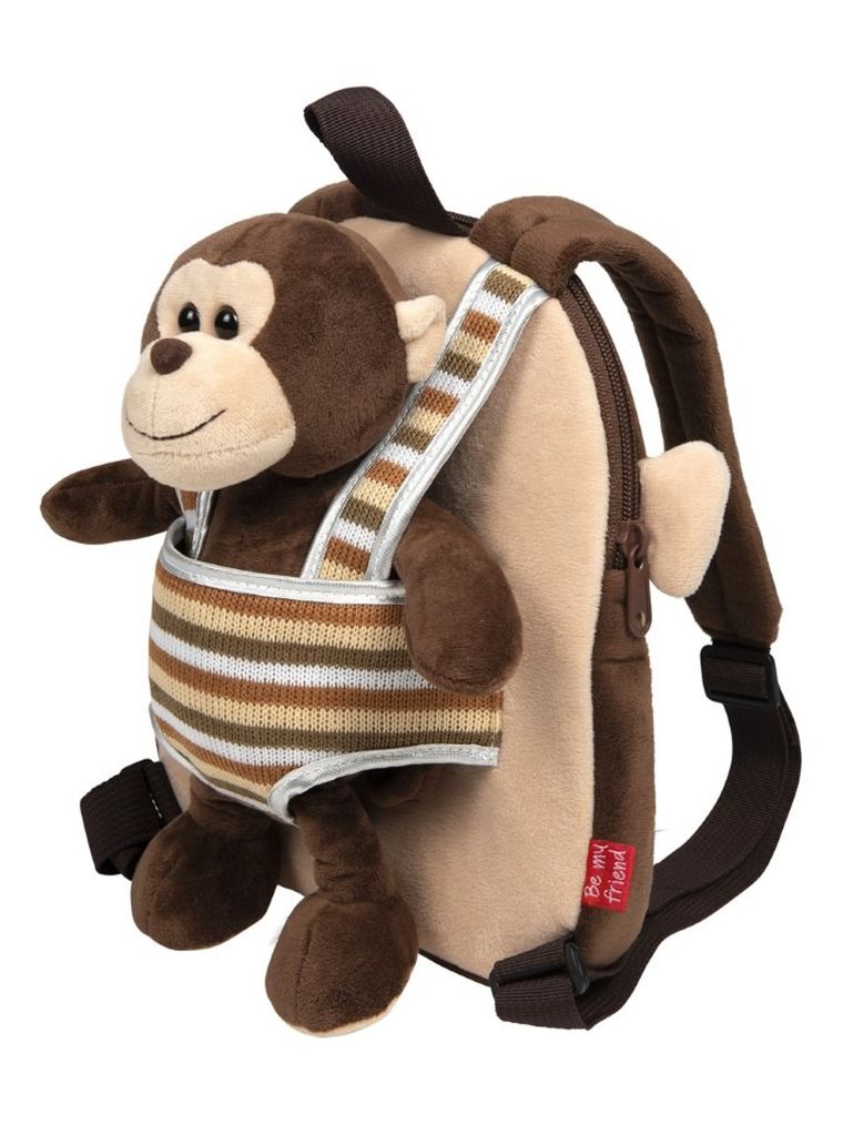 Perletti, Małpka Max, plecak dla przedszkolaka, brązowy