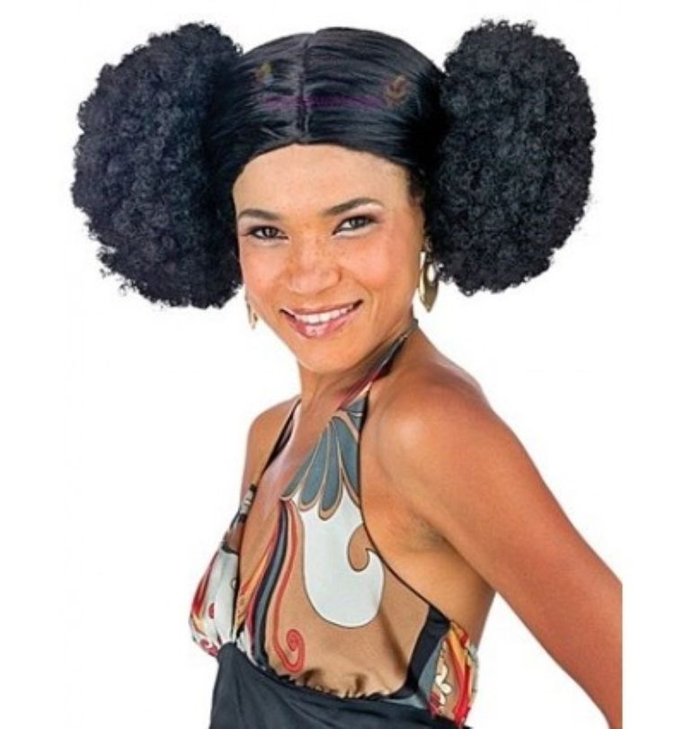 Peruka z kokami, czarne krótkie włosy