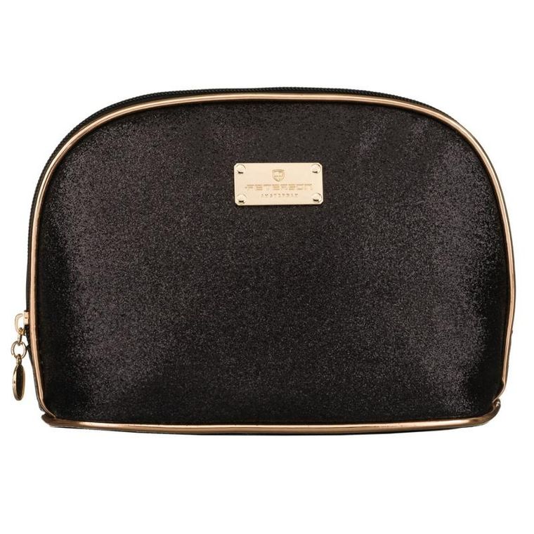 Peterson, kosmetyczka, 1-komorowa, brokatowa, czarna