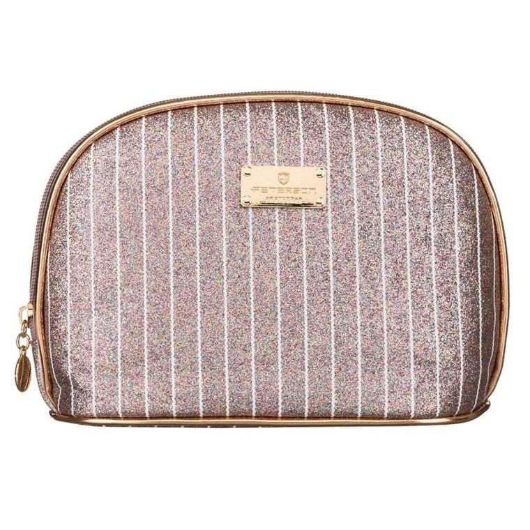 Peterson, kosmetyczka, 1-komorowa, brokatowa, różowe złoto