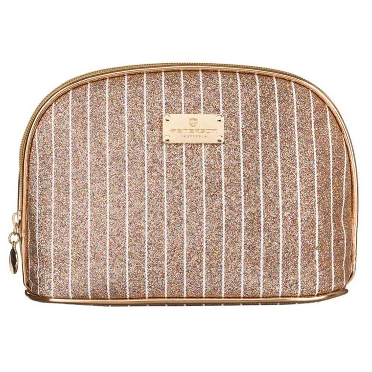 Peterson, kosmetyczka, 1-komorowa, brokatowa, różowe złoto