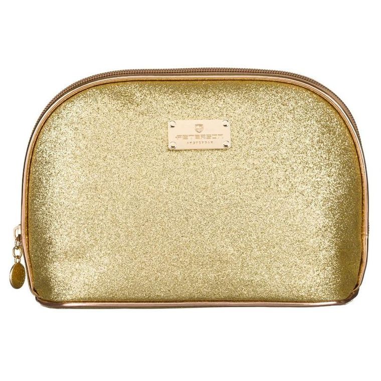 Peterson, kosmetyczka, 1-komorowa, brokatowa, złota