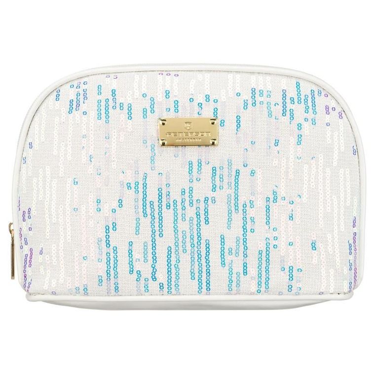 Peterson, kosmetyczka, 1-komorowa, cekinowa, biała