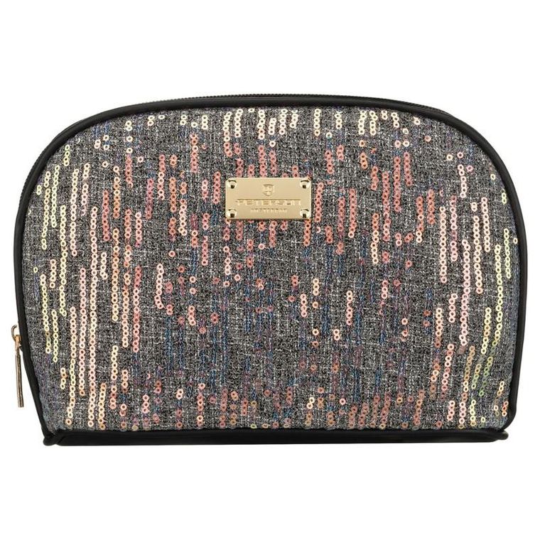 Peterson, kosmetyczka, 1-komorowa, cekinowa, czarna