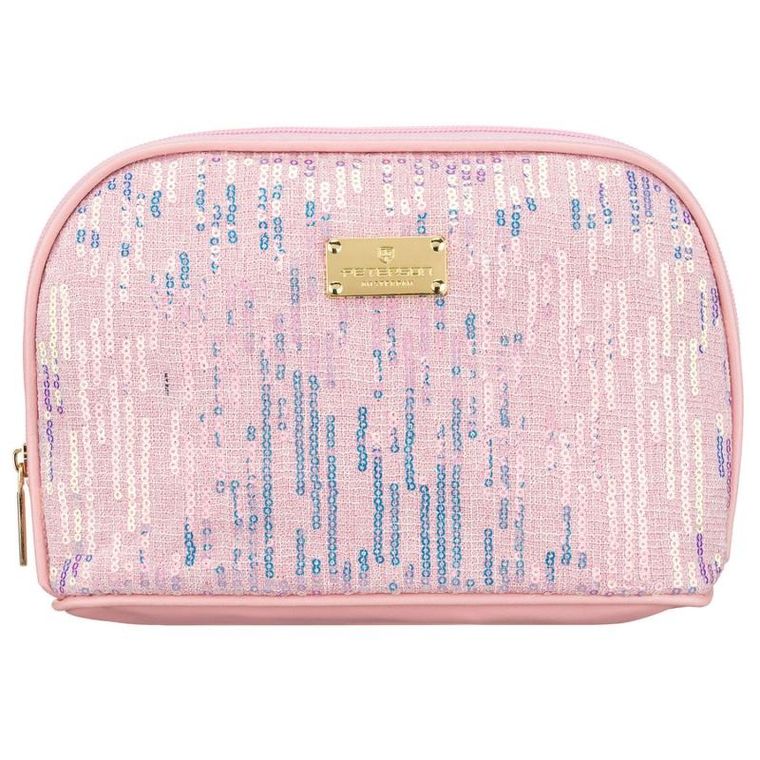 Peterson, kosmetyczka, 1-komorowa, cekinowa, różowa