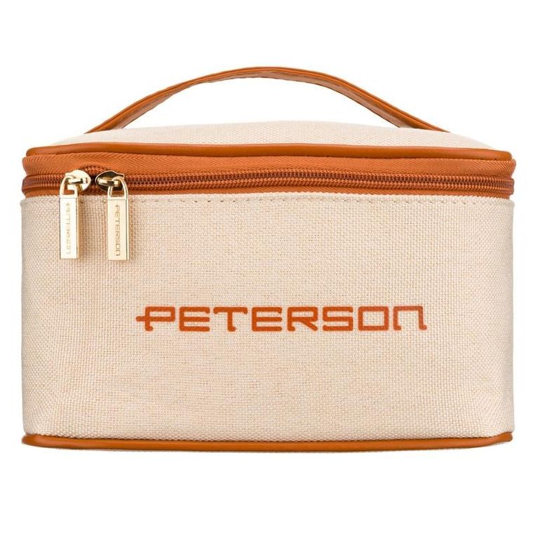 Peterson, kosmetyczka kuferek, beżowa-brązowa