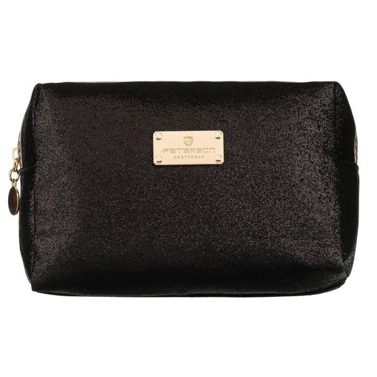 Peterson, kosmetyczka prostokątna, brokatowa, czarna