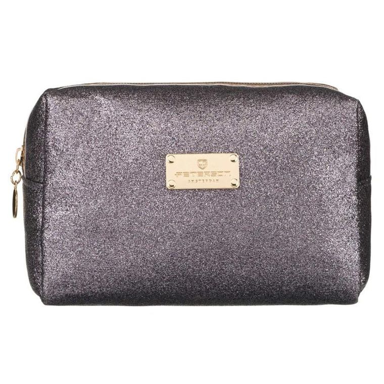 Peterson, kosmetyczka prostokątna, brokatowa, szara