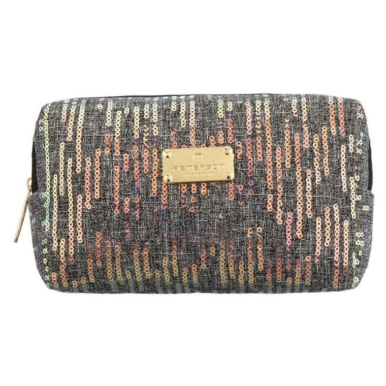 Peterson, kosmetyczka prostokątna, cekinowa, szara