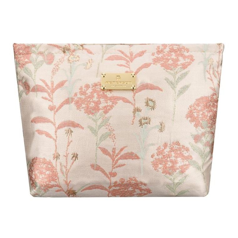 Peterson, kosmetyczka, tkanina syntetyczna, różowa z botanicznym wzorem