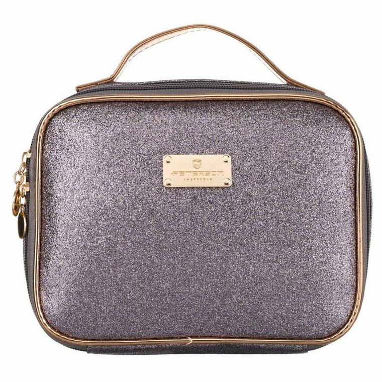 Peterson, kosmetyczka z uchwytem, brokatowa, szara