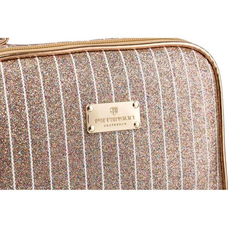 Peterson, kosmetyczka z uchwytem, brokatowa, złota