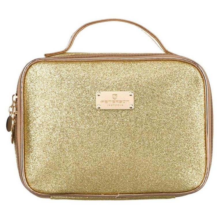 Peterson, kosmetyczka z uchwytem, brokatowa, złota