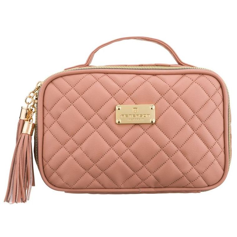 Peterson, kosmetyczka z uchwytem, tkanina syntetyczna, różowa