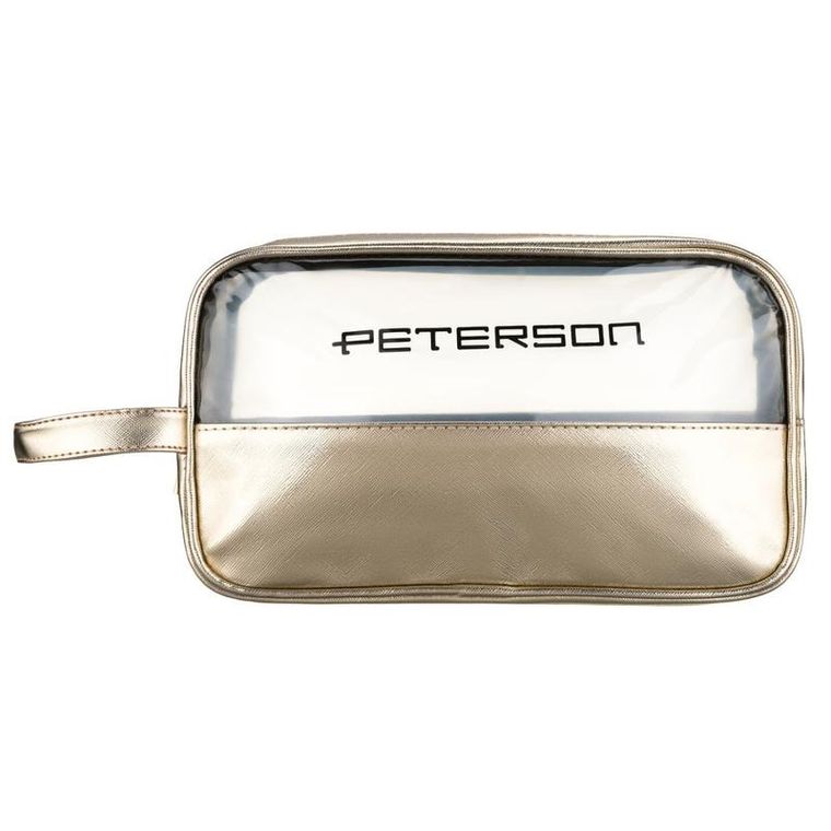 Peterson, kosmetyczka z uchwytem, z przezroczystym panelem, złota