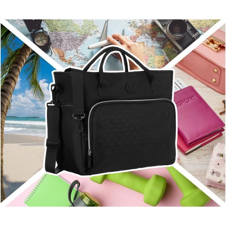 Peterson, torba podróżna z uchwytem na walizkę, czarna