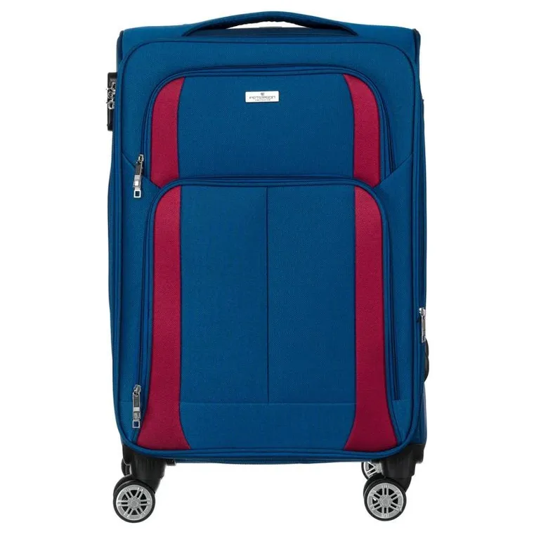 Peterson, walizka, średnia, granatowo-czerwona, 68 cm
