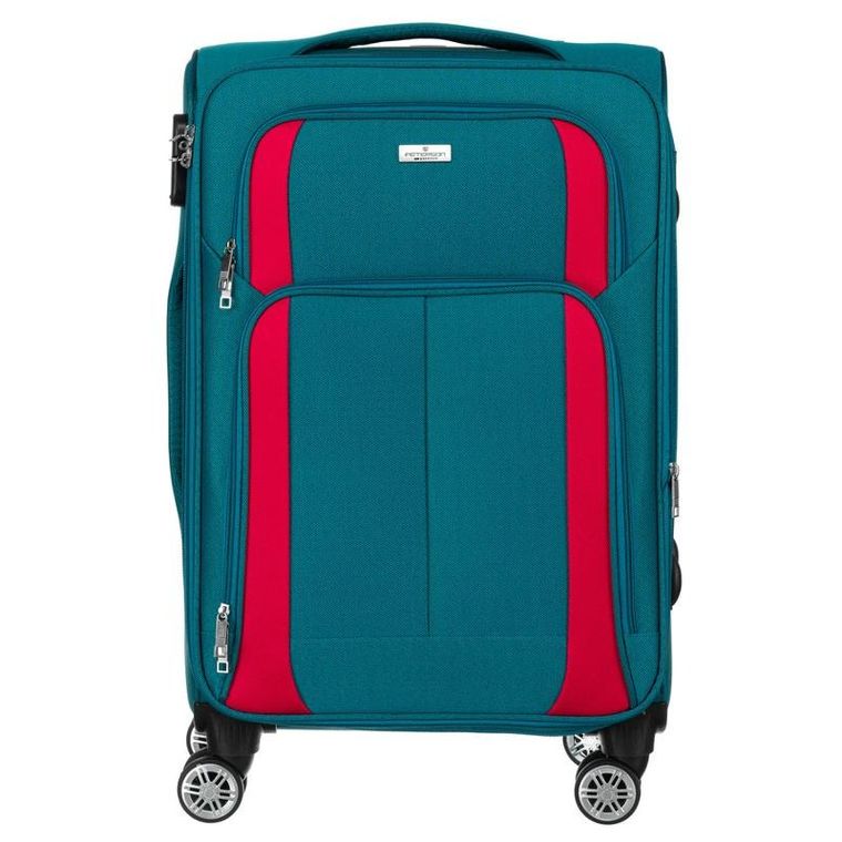 Peterson, walizka, średnia, turkusowo-różowa, 68 cm