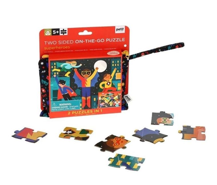 Petit Collage, Superbohaterowie, puzzle dwustronne, 49 elementów