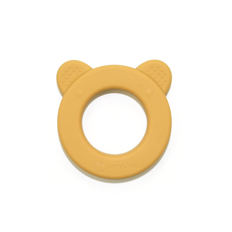 Petite&Mars, Beary, silikonowy gryzak z grzechotką, Intense Ochre, 0m+