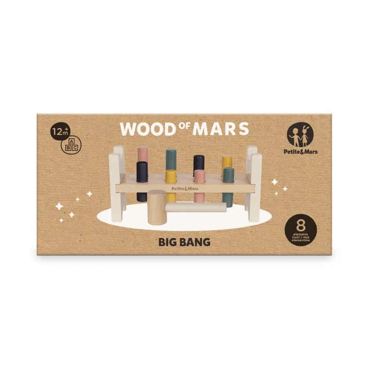 Petite&Mars, Big Bang Wood of Mars, drewniana przebijanka, Aurora Pink