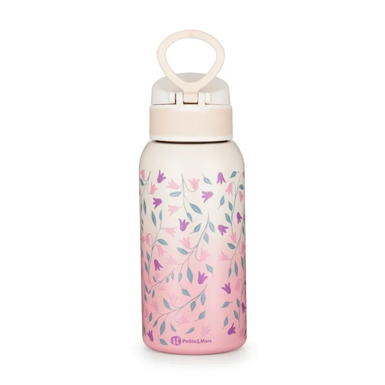 Petite&Mars, butelka termiczna ze stali nierdzewnej z ustnikiem, delicate flowers, 500 ml