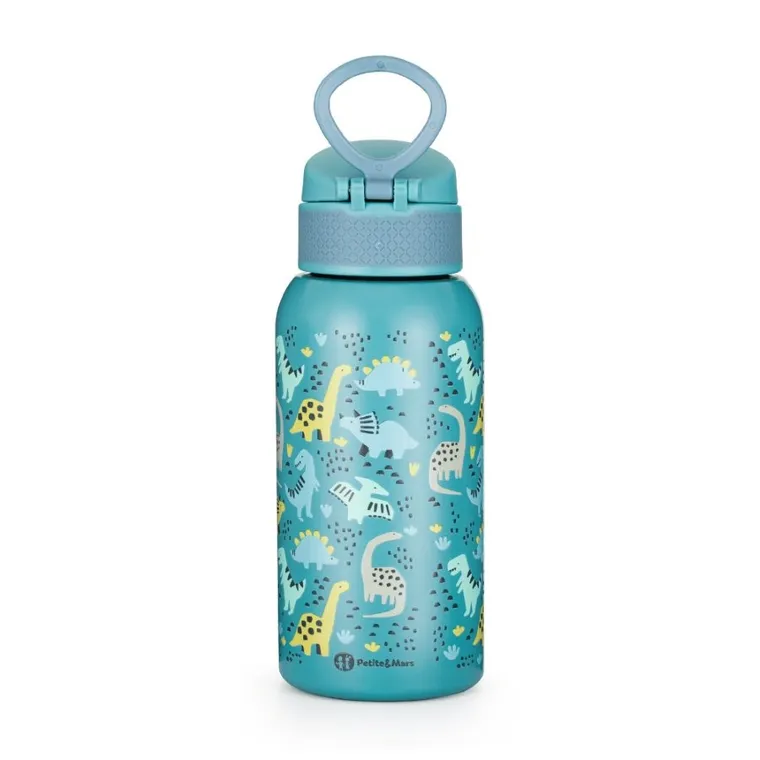 Petite&Mars, butelka termiczna ze stali nierdzewnej z ustnikiem, dino park, 500 ml