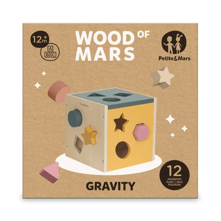 Petite&Mars, Gravity Wood of Mars, drewniany sorter, Aurora Pink